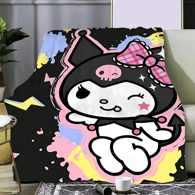 Sanrio Cute Cartoon Printed Blanket Picnic Blankets Warm Blanket Soft Comfortable K-KuromiS Blanket Home Travel Birthday Gift 4