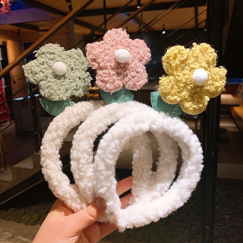 

Hairband Little Red Flower Headwear Plush Hairband Wash Face Accessories Girls Funny Birthday Party Hair Accessories