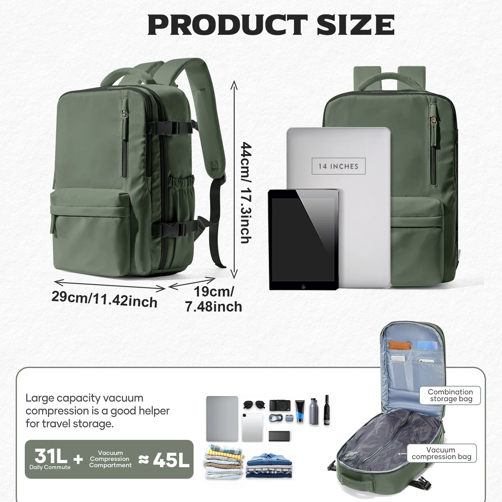 Hand Luggage Ryanair 40x30x20 wizz air Cabin Bag Men Air Vacuum Compression Backpack Laptop Backpack,Vacuum Clothing Storage Bag