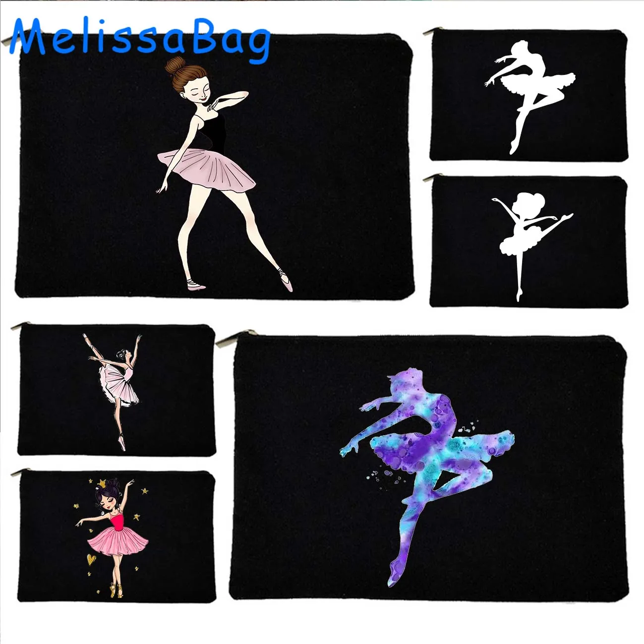 

Балерина девушка силуэт сердца Танцы Балерина гимнастика Подарки Холст косметика сумка для туалета карандаш искусственная сумка на молнии