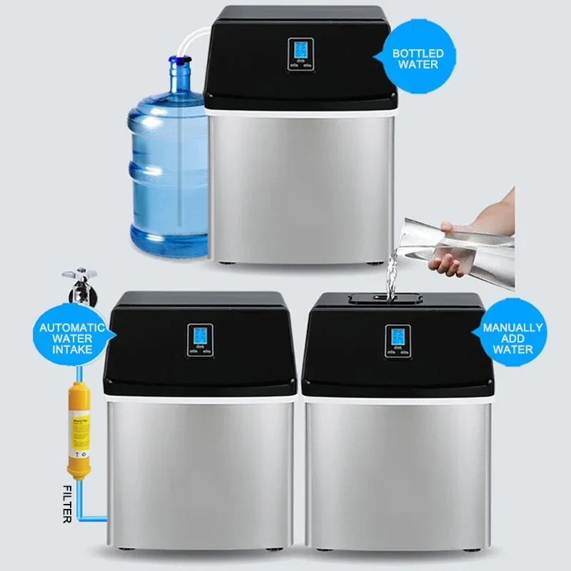 WZB-20F/S 120W Electric Commercial Ice Maker 25KG Household Tabletop Automatic Round Ice Cube Maker Machine 220V
