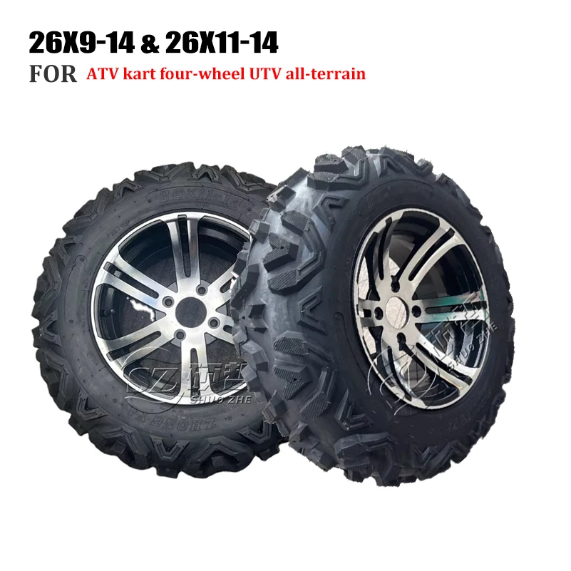 

GO KART KARTING ATV UTV Buggy 26X9-14 26x11-14 Inch Dirt Bike Wheel Tyre Tire With Aluminum Alloy Hub