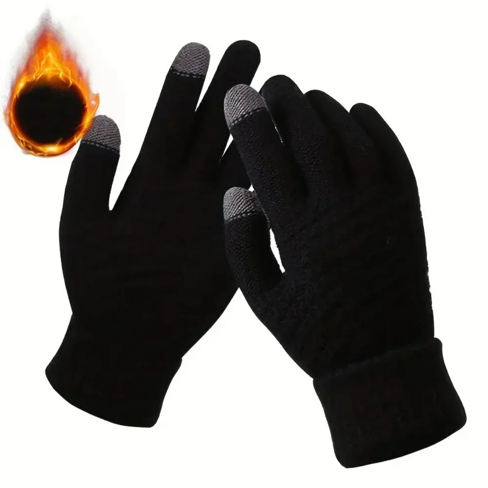 Winter Gloves Men's and Women's Minimalist Knitted Mobile Touch Screen Operation Thick and Warm Outdoor