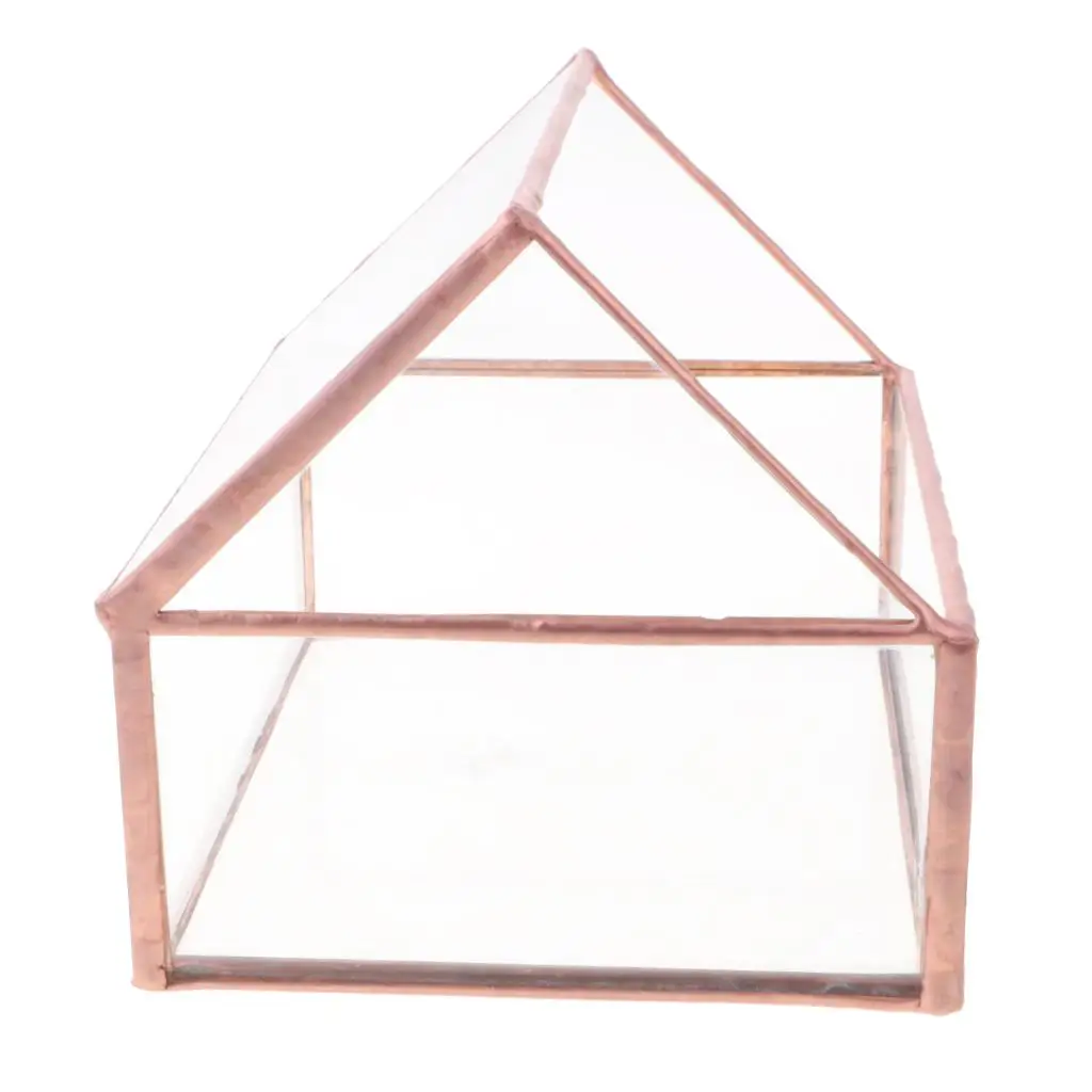 Glass House Terrarium Container Geometric Succulent Planter Wedding Card Box Decor