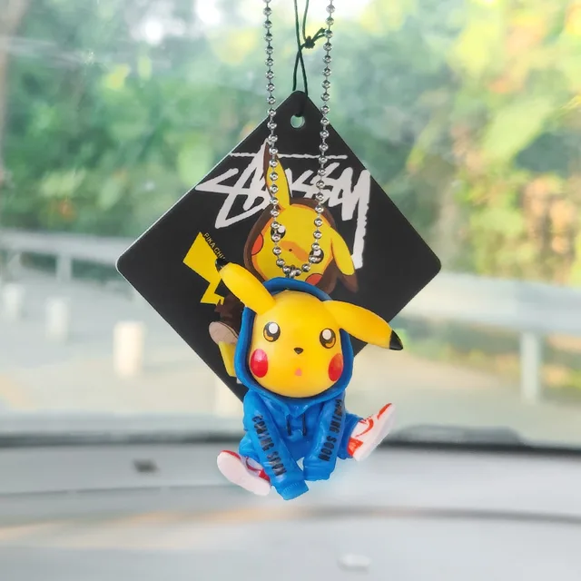 Anime Pokemon Pikachu Car Pendant Kawaii Hoodie Pikachu Groots Rearview  Mirrors Hanging Ornament Gift Auto Interior Decoration