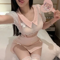 Sexy Dessous für Damen, erotische Krankenschwester-Cosplay-Kostüme, Spitze, durchsichtiges Paket, Hüfte, offener Schlinge, Krankenschwesterrock, Nachtclub, Bar-Uniform-Set 3