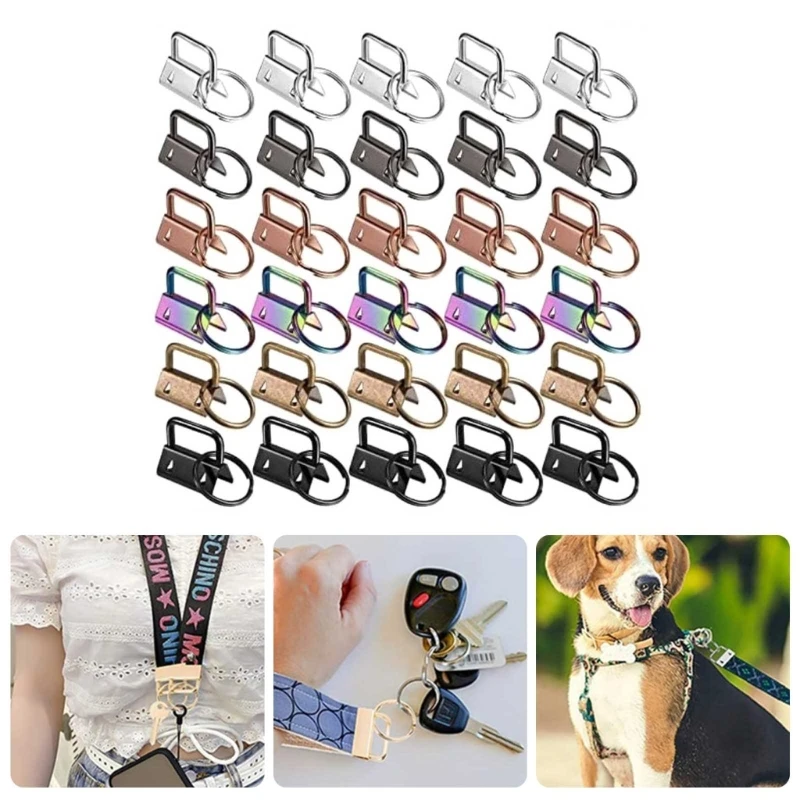 

180Pcs Key Fob Hardware with Key Rings 25mm Keyring Clips Key Lanyard Keychain Making Hardware Metal Tail Clips for DIY Crafting
