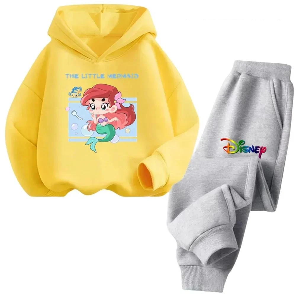 thumbnail image 1 of Conjunto de sudadera con capucha de La Sirenita de Disney para niñas de 3 a 14 años, sudadera informal de calle kawaii, traje de camión para niños, 1 of 4
