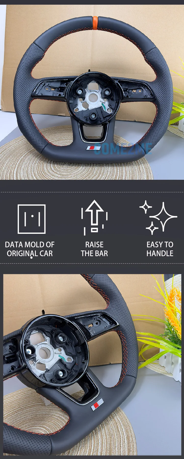 Fully Perforated Leather Steering Wheel Fully for Audi RS3 RS4 RS5 A3 A4 A5 S3 S