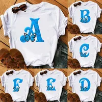 26 lettres anglaises papillon imprimé T-shirt à manches courtes femmes surdimensionné T-shirt hauts graphiques t-shirts Harajuku Harajuku 1