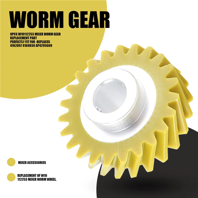 B01C-8Pcs W10112253 믹서 웜 기어 교체 부품은 Kitchenaid 믹서에 완벽하게 적합합니다-4162897 4169830 AP4295669를 대체합니다.