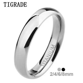 TIGRADE 2/4/6/8mm Mens Wedding Band Polished Women Titanium Simple Engagement Classic Rings Black Silver Color Lady anel 3-15 1