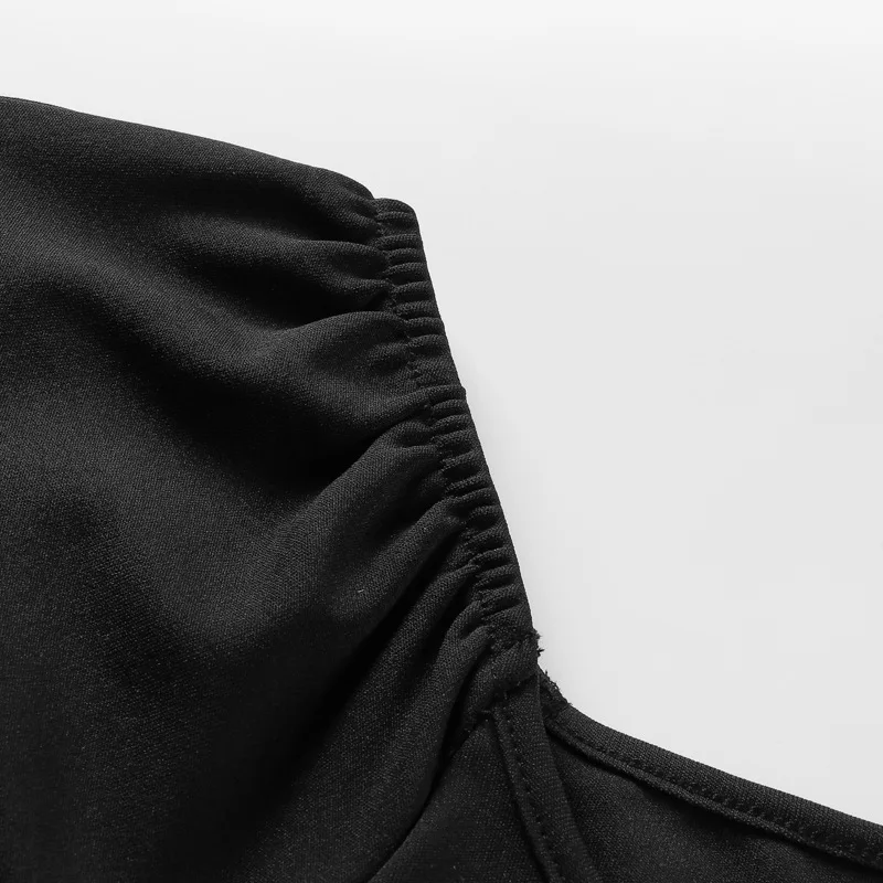 V-Neck Fashion Short Sleeve Dress Women High Waist Solid Pleated Elegant Patchwork Party Dress Ladies Autumn Long Dress