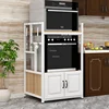 Multi-layer Wooden Kitchen Cabinets Modern Kitchen Furniture Home Floor-standing Iron Art Rack Electrical Storage Cabinet Z 3