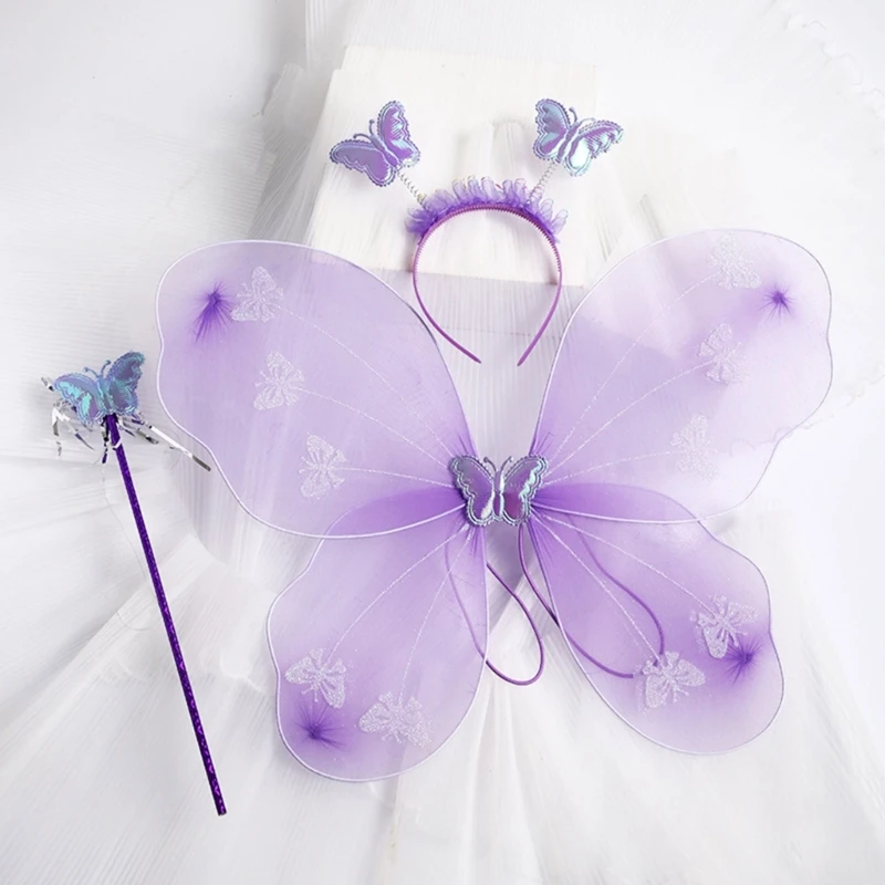 Angel Wings Wand Headband Angel Fairy Princess Costumes Party-Favors 3pcs T8NB