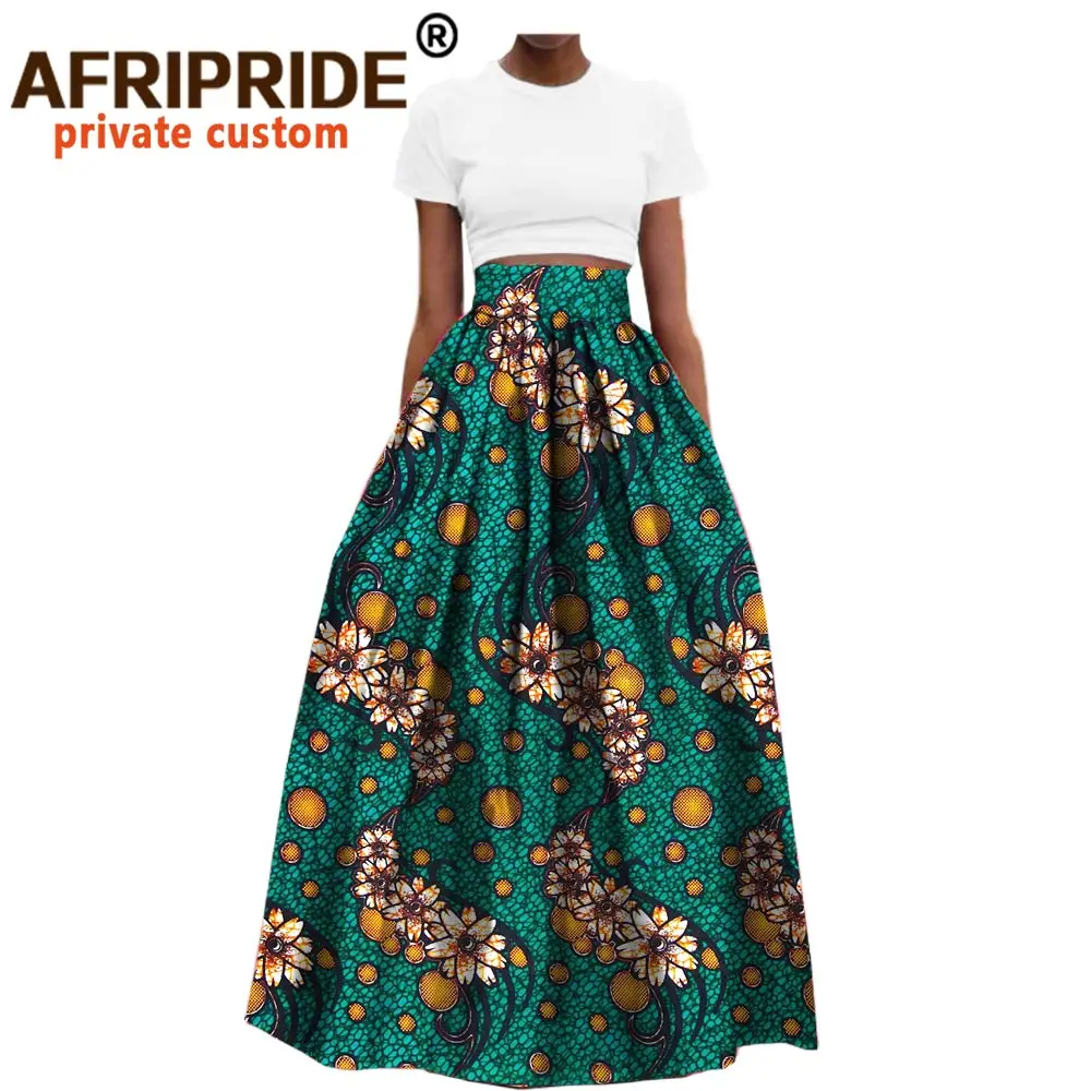 2022 African Clothes Ankle Length Formal Cotton Skirt for Women Dashiki Print Maxi Fabric Wax  Ball Grown AFRIPRIDE A722709 african style clothing Africa Clothing