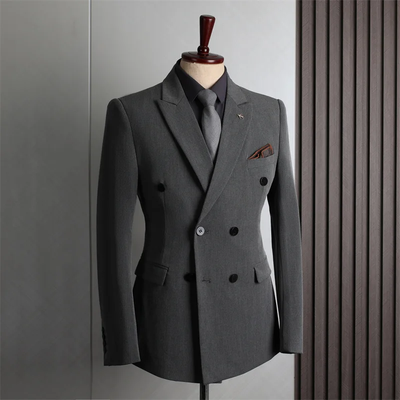 Customer Made Clothes Men Casual Fashion Business Blazer Jacket for Men Double Breasted Suit Jackets Coat Male Clothing