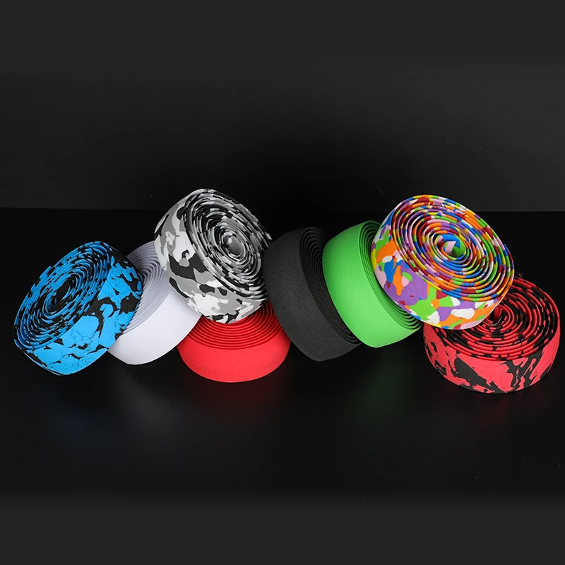 2pcs Bicycle Handlebar Tape Camouflage Anti-Slip Shockproof Cycling Road Bike Handle Belt Wraps Bar End Plugs