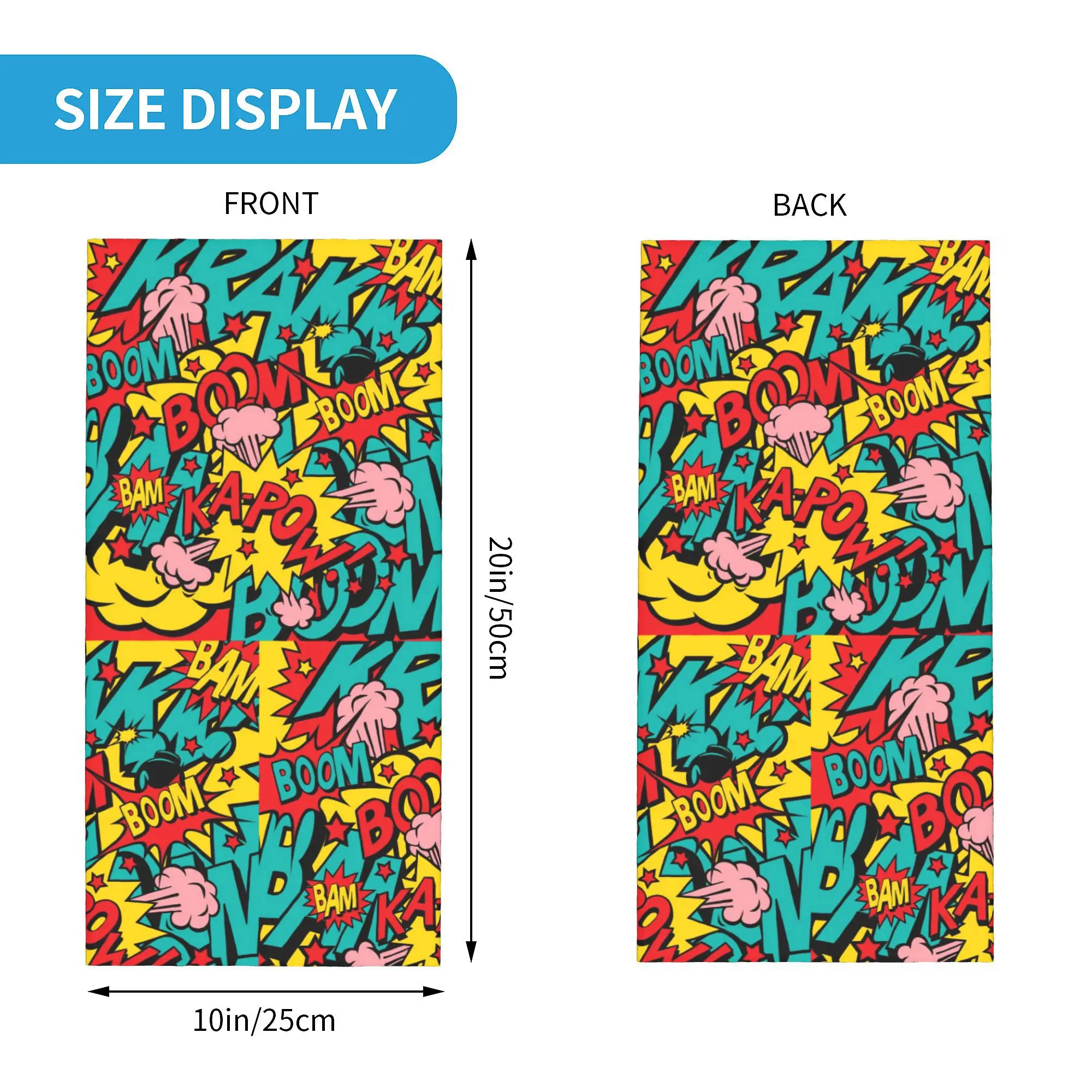 Comic Book Bandana Neck Gaiter UV Protection Face Scarf Cover Women Men Headwear Tube Balaclava