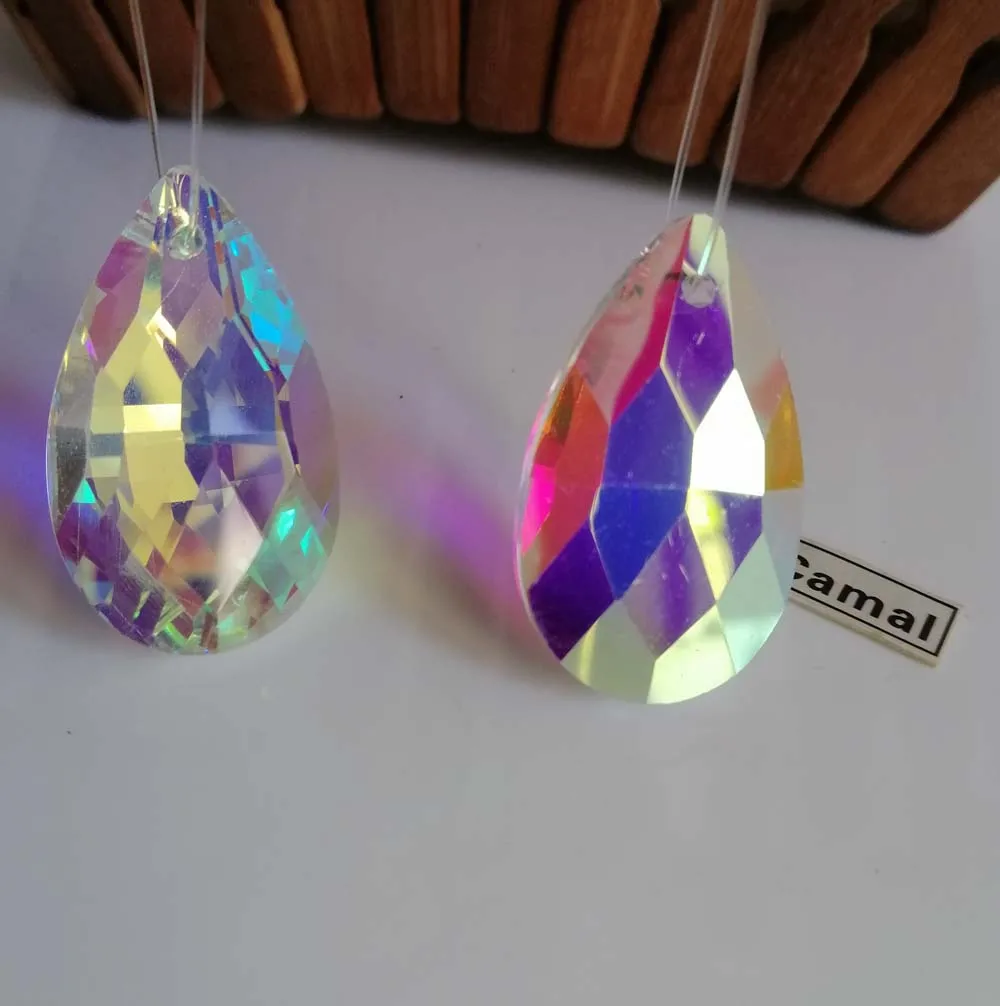 10Pcs 28mm AB Color Mesh Shape Crystal Pendant Prism Hanging Bead For Chandelier Lighting Lamp Jewellery Wedding Part DIY chandelier crystal drops