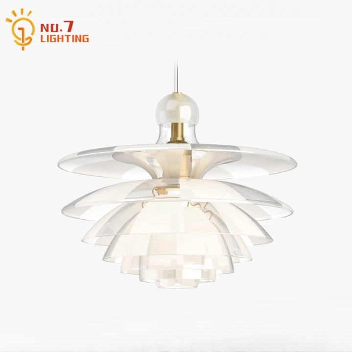 

Danish Designer Modern Transparent Glass Ceiling Pendant Lights LED Art Decorative Hanging Lamp for Living/Dining Room Kitchen