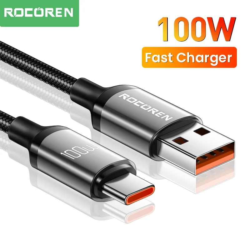 Rocoren-USB Type-C急速充電ケーブル,100W,XiaomiPoco f4,Realme,Huawei 7a,SuperCharge 用充電ケーブル AliExpress