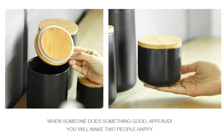 Description Picture 4 of itemEuropean Ceramic Storage Jar Creative Modern Kitchen Seal Grain Dispenser Office Desktop Coffee Bean Organizer Home Decoration
