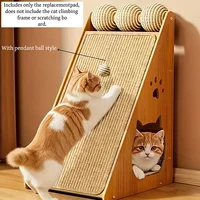 Standing Sisal Cat Scratcher with Hanging Ball, Space Saving Cat Furniture, Protect Sofa Chair Door, No Cat Tree Included 1