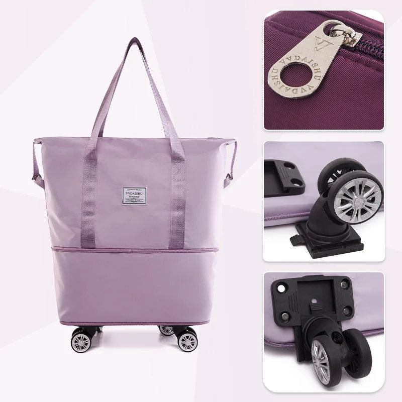 FoldableStorageBagWithWheelsExpandablePortableLuggageBags