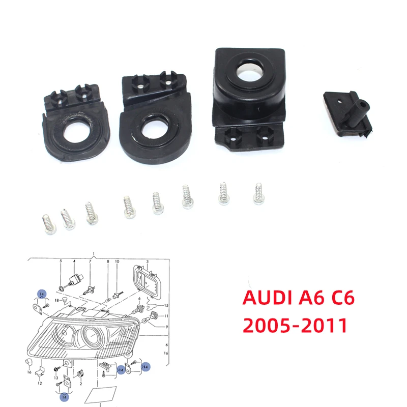 For Audi A6 C6 2005 2006 2007 2008 2009 2010 2011 Headlamp Holder Headlamp Foot Headlamp Fixing Clip Headlamp Repair Kit
