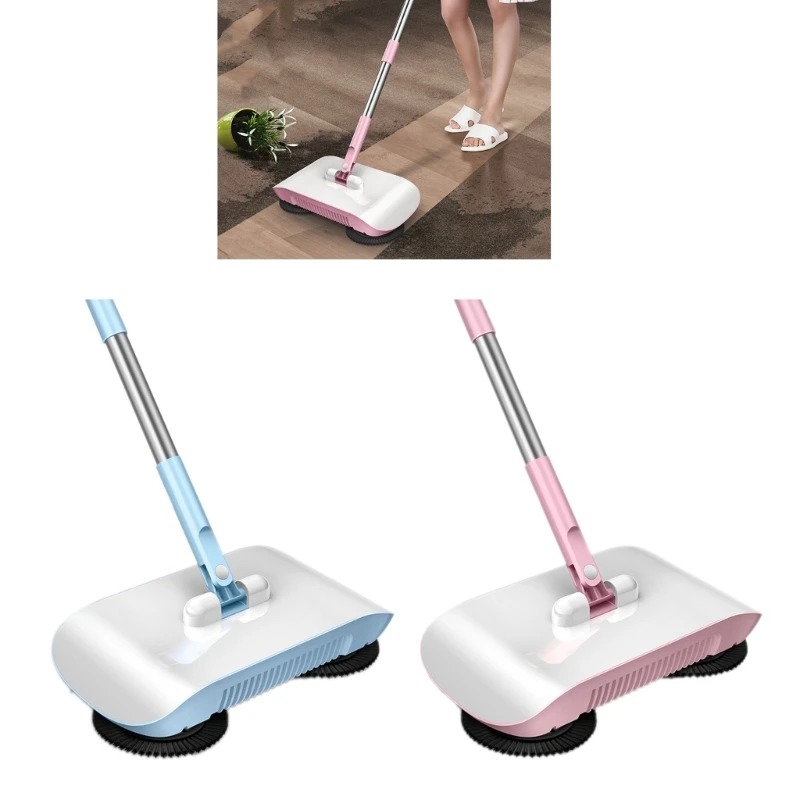 Manual Floor Sweeper, Portable Cleaning Tool, 2 in 1 Broom And Mop Hand Push Type Household Floor Cleaning Machine K92A