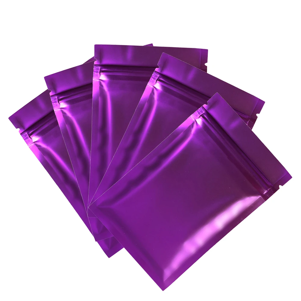 

100Pcs Matte Purple Ziplock Pouch Coffee Beans Food Packaging Reusable Heat Sealable Smell Proof Aluminum Foil Mylar Bags