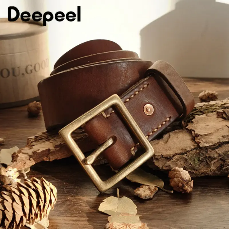 Genuine Leather Belt Men Pin Buckle Belts Vintage Leather Belt Jeans