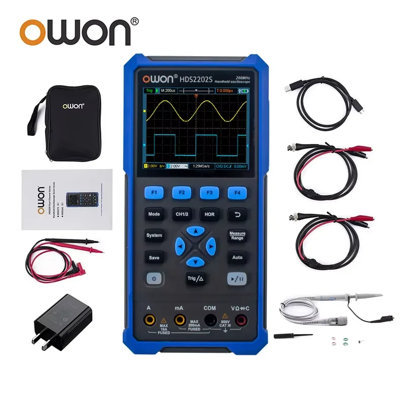 Digital Oscilloscope 2Channels 200Mhz 1GSa/s Portable 3in1 USB Osiclloscopes + Multimeter+Waveform Generator OWON HDS2202S 2102S digital oscilloscope