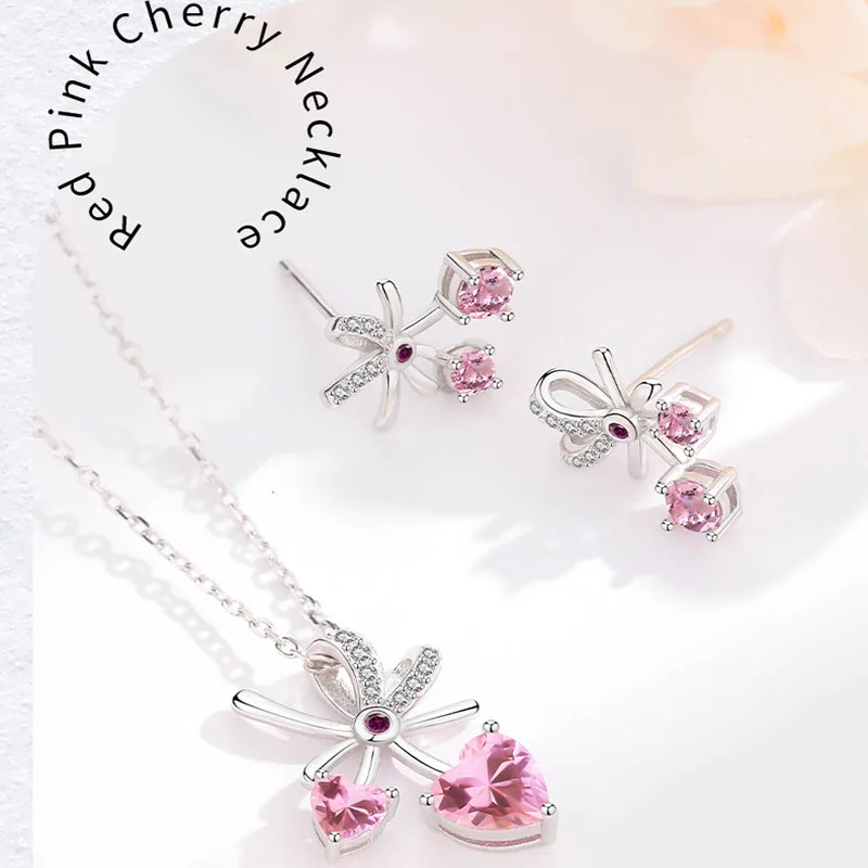 

Женское ожерелье из серебра 925 пробы с подвеской в виде вишни