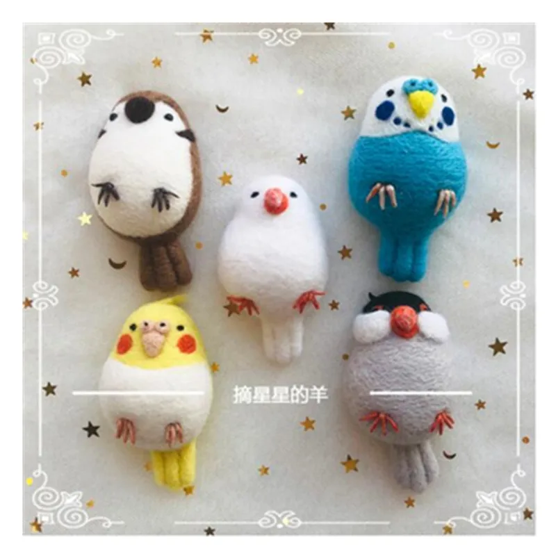 Sparrow parrot bird wool needlepoint kit wool felt needle felting keychain craft needlecraft DIY handmade