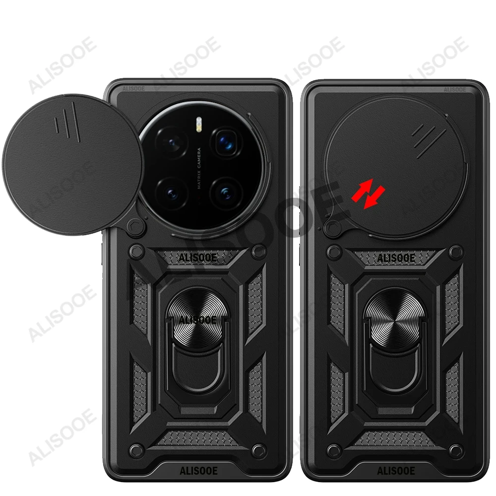 Slide Camera Armor Shockproof Phone Case with Ring Stand Protection
