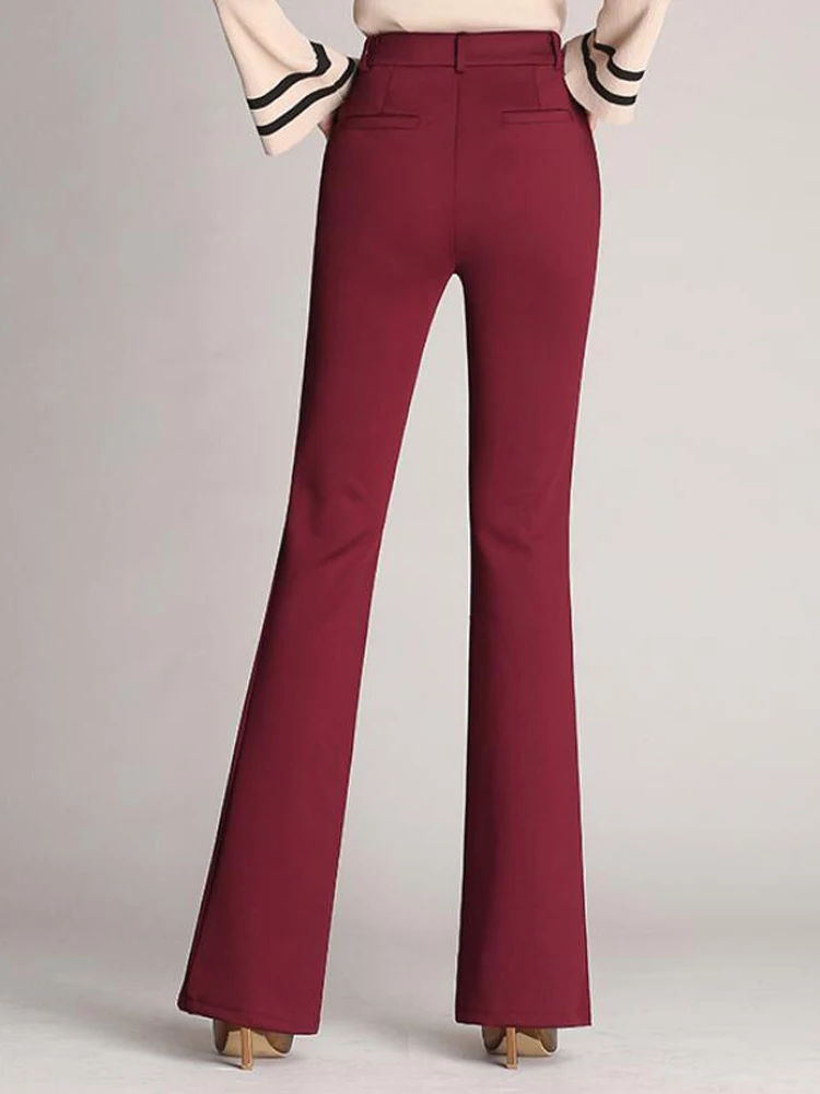 Women Pants Spring Summer Wide Leg Pants Solid Casual High Waist Flared Pants Female Office Lady Long Trousers Black Trousers 4