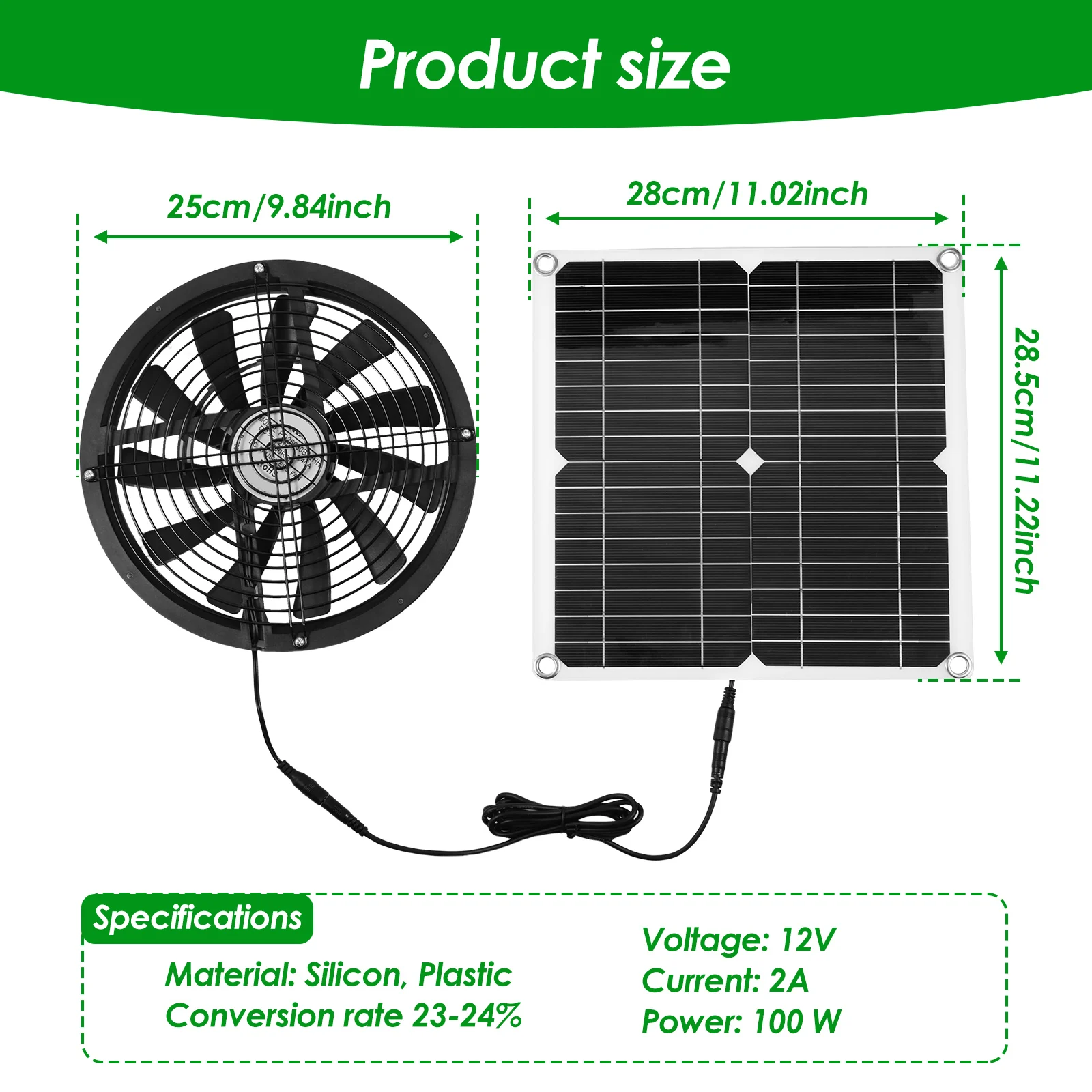 Waterproof Solar Powered Exhaust Fan Kit for Chicken Coop Greenhouse