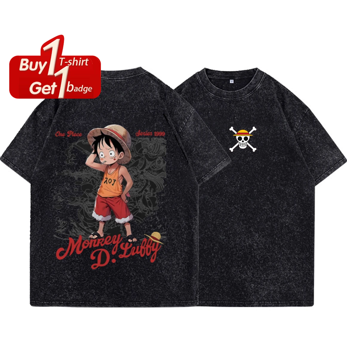 Summer Y2k Clothes Short Sleeve Tee Anime One Piece Luffy Men's T - Main Image