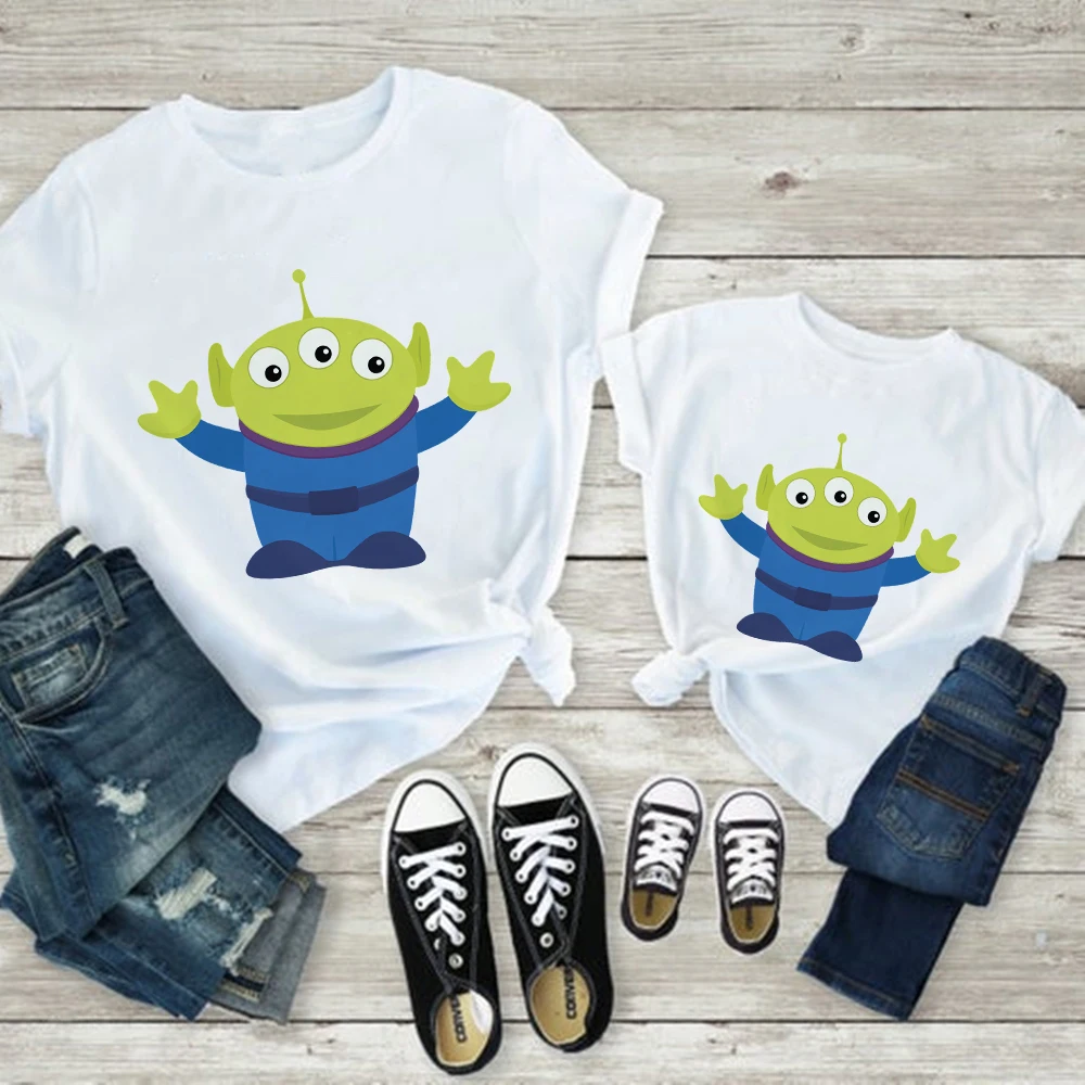 Mom And Daughter Matching Outfits T Shirts Women Disney T-Shirts Fork Toy Story White Trendy Children Family Comfortable All-Match Creativity Short Sleeve Print father and son matching outfits Family Matching Outfits