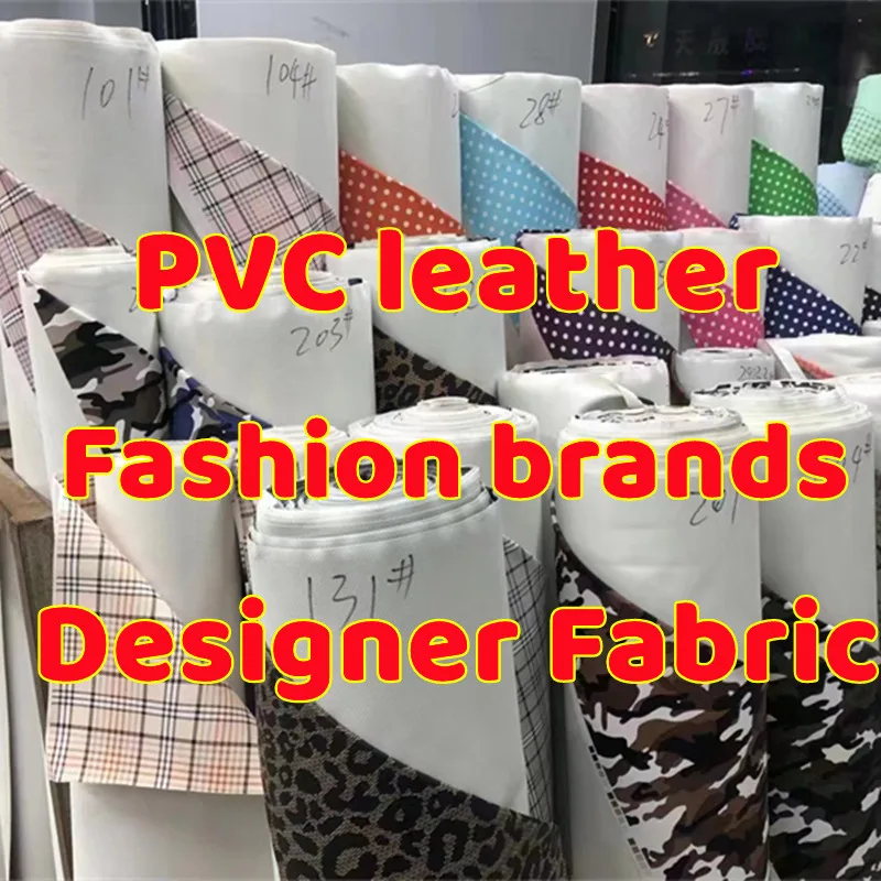 

45x137cm PVC Leather Fashion Brand Designer Printed Synthetic Leather Handmade Bags Sofas Character Embossed Fabric By The Yard