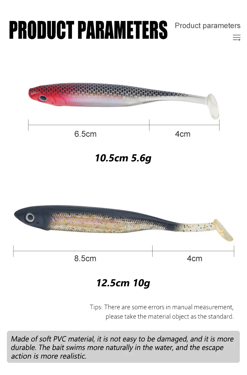 Weicher Köder 65mm 5,6g 125mm 10g t-Schwanz weicher Köder weicher Wurm Jigging Swimbait Hecht Bass Barsch – Detail 2