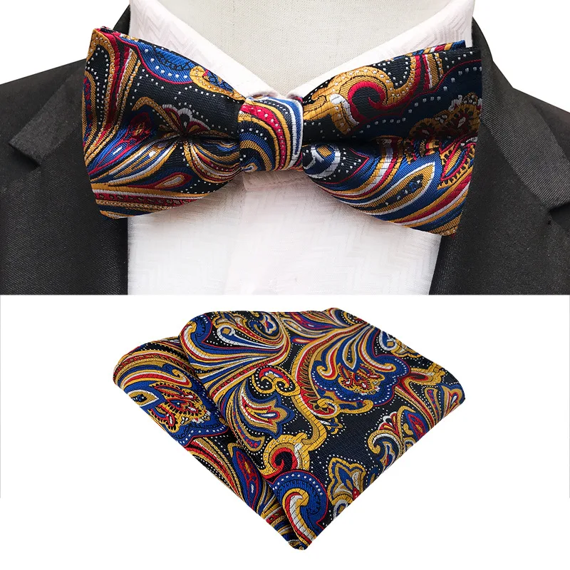 Bow Ties For Men Pocket Square Bowtie Necktie Wedding Accessories Costume Homme De Luxe Pour Le Mariage