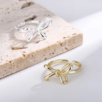 Finger Ring Ribbon Bowtie Butterfly Elegant For Women Girl Jewelry Gift