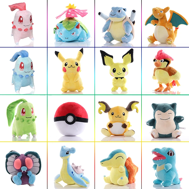 

20cm Kawaii Pikachu Plush Toys Anime Pokemon Raichu Doll Cartoon Pidgeotto Butterfree Snorlax Plushie Children Collectible Toys