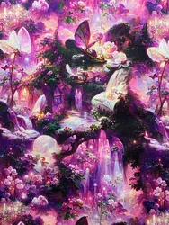 Enchanted Fairy Tale Dream House Cotton Fabric for DIY Sewing & Crafts (Half Meter) (A 5)