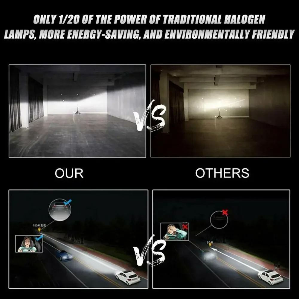 Led Car Headlights Led Lights Led Bulbs 4Pcs H4 H7 H8 H9 H11 9005 9006 Super Bright CSP LED Headlight DRL Lamp Kit High Low Beam 6000K 12V 24V