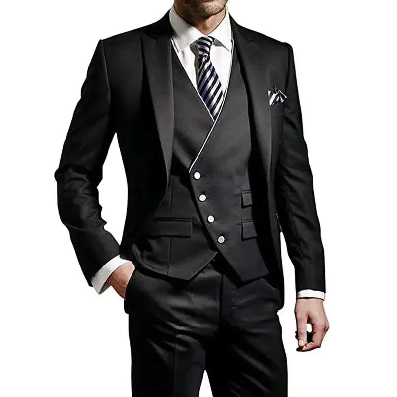 thumbnail image 1 of Trajes para hombres Disfraces de alta calidad 2024 Blazer Chaleco y pantalones 3 piezas Vestido de noche de negocios de boda Conjunto de traje de hombre de corte entallado, 1 of 5