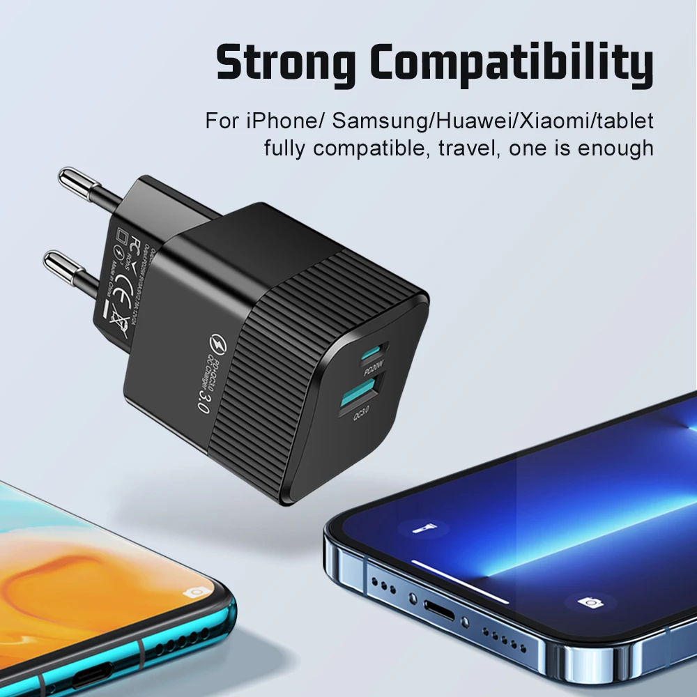 25W USB PD Fast Charger 2 Ports Quick Charging QC3.0 Phone Charge Adapter For iPhone Xiaomi Samsung KR Plug Wall Chargers
